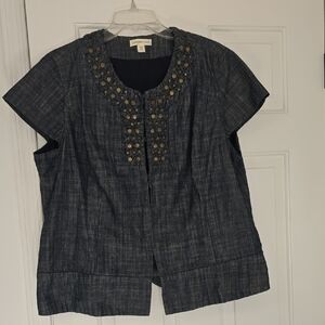 Coldwater Creek Dark Blue Embellished Jacket Sz W18
